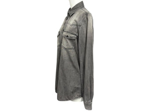 極美品 SAINT LAURENT サンローラン デニムウエスタンシャツ グレー コットン サイズS イタリア製 中古 4b011736