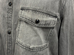 極美品 SAINT LAURENT サンローラン デニムウエスタンシャツ グレー コットン サイズS イタリア製 中古 4b011736