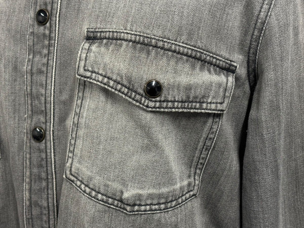 極美品 SAINT LAURENT サンローラン デニムウエスタンシャツ グレー コットン サイズS イタリア製 中古 4b011736