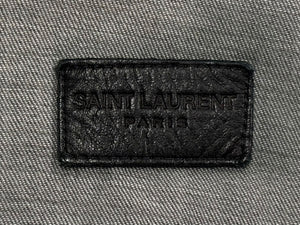 極美品 SAINT LAURENT サンローラン デニムウエスタンシャツ グレー コットン サイズS イタリア製 中古 4b011736