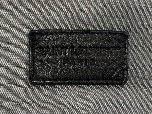 極美品 SAINT LAURENT サンローラン デニムウエスタンシャツ グレー コットン サイズS イタリア製 中古 4b011736