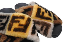 Load image into Gallery viewer, FENDI フェンディ サンダル ブラック ブラウン 牛革 ファー 37 中古 美品 4b011770