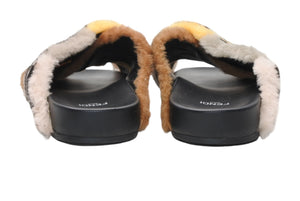 FENDI フェンディ サンダル ブラック ブラウン 牛革 ファー 37 中古 美品 4b011770