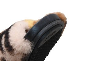 FENDI フェンディ サンダル ブラック ブラウン 牛革 ファー 37 中古 美品 4b011770