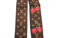 Load image into Gallery viewer, 極美品 LOUIS VUITTON ルイヴィトン LV×TMバンドーBB 村上隆 スカーフ シルク ブラウン レッド M96085 中古 4b012045