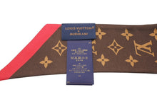 Load image into Gallery viewer, 極美品 LOUIS VUITTON ルイヴィトン LV×TMバンドーBB 村上隆 スカーフ シルク ブラウン レッド M96085 中古 4b012045