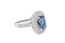Load image into Gallery viewer, 新品同様 ノーブランド サファイヤ 3.275ct ダイヤモンド1.09ct リング 重量約6.2g PT950 サイズ11 約11号 中古 4b012479