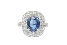 Load image into Gallery viewer, 新品同様 ノーブランド サファイヤ 3.275ct ダイヤモンド1.09ct リング 重量約6.2g PT950 サイズ11 約11号 中古 4b012479