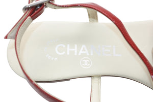 CHANEL シャネル トングサンダル サイズ35 1/2C 23cm ココマーク パテントレザー レッド アイボリー 美品 中古 4b012060