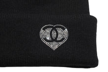 Load image into Gallery viewer, 新品未使用 CHANEL シャネル ニットキャップ ココマーク ハートラインストーン イタリア製 カシミア ブラック 中古 4b012358