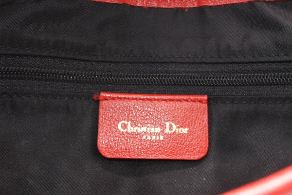 極美品 Christian Dior クリスチャンディオール ダブルサドルバッグ ワンショルダーバッグ RU 0011 レザー レッド ゴールド金具 中古 4b012250
