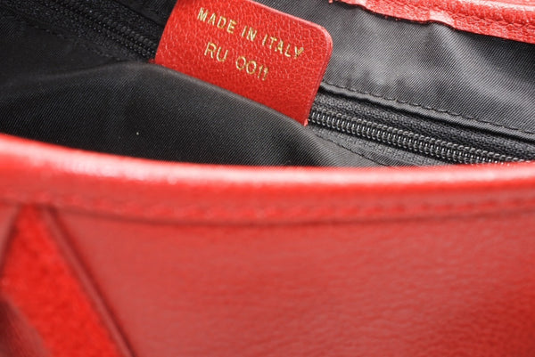 極美品 Christian Dior クリスチャンディオール ダブルサドルバッグ ワンショルダーバッグ RU 0011 レザー レッド ゴールド金具 中古 4b012250