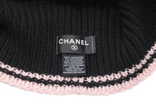 Load image into Gallery viewer, 新品同様 CHANEL シャネル ニットキャップ バラクラバ ココマーク カシミア シルク ブラック ピンク 中古 4b012351