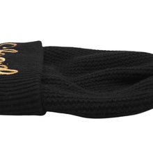 Load image into Gallery viewer, CHANEL シャネル ニットキャップ ビーニー ニット帽 AA8313 ココマーク カシミヤ スパンコール ブラック ゴールド 美品 中古 4b012373
