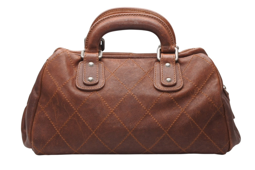 CHANEL Handbag No. 10 Coco Mark Caviar Skin Brown Quilting Good Condition Used 4b012369