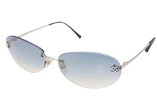 画像をギャラリービューアに読み込む, CHANEL シャネル リムレス サングラス アイウェア 4013 c.124/55 サイズ59□16 130 ココマーク シルバー ブルー 美品 中古 4b012407