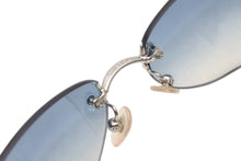 画像をギャラリービューアに読み込む, CHANEL シャネル リムレス サングラス アイウェア 4013 c.124/55 サイズ59□16 130 ココマーク シルバー ブルー 美品 中古 4b012407