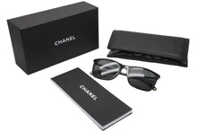 画像をギャラリービューアに読み込む, 新品同様品 CHANEL シャネル アジアンフィット スクエア UVカット サングラス 5447-A ブラック プラスチック サイズ55□17 140 シルバー金具 中古 4b012400