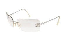 Load image into Gallery viewer, CHANEL シャネル リムレス サングラス アイウェア 4017-D c.159/6I サイズ62□17 120 ココマーク ラインストーン 美品 中古 4b012403