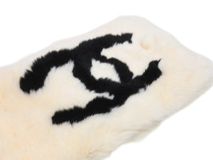 極美品 CHANEL シャネル デカココマーク ラパンネックウォーマー マフラー ラパン ブラック ホワイト 中古 4b012540