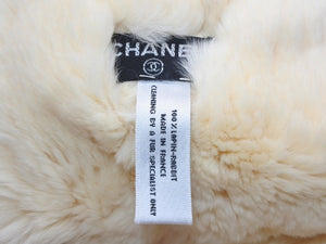 極美品 CHANEL シャネル デカココマーク ラパンネックウォーマー マフラー ラパン ブラック ホワイト 中古 4b012540
