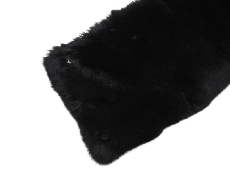 極美品 CHANEL シャネル デカココマーク ラパンネックウォーマー マフラー ラパン ブラック ホワイト 中古 4b012541