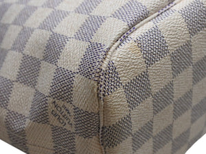 LOUIS VUITTON ルイヴィトン ダミエアズール ネヴァーフル PM ハンドバッグ N40605 ホワイト レザー キャンバス ゴールド金具 美品 中古 4b012463