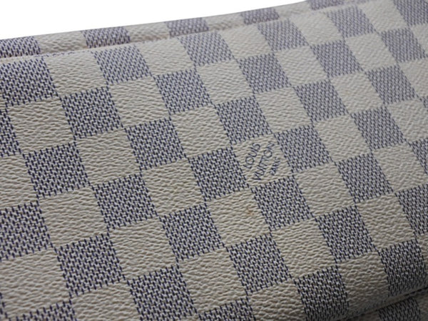 LOUIS VUITTON ルイヴィトン ダミエアズール ネヴァーフル PM ハンドバッグ N40605 ホワイト レザー キャンバス ゴールド金具 美品 中古 4b012463