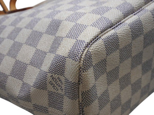 LOUIS VUITTON ルイヴィトン ダミエアズール ネヴァーフル PM ハンドバッグ N40605 ホワイト レザー キャンバス ゴールド金具 美品 中古 4b012463