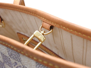 LOUIS VUITTON ルイヴィトン ダミエアズール ネヴァーフル PM ハンドバッグ N40605 ホワイト レザー キャンバス ゴールド金具 美品 中古 4b012463