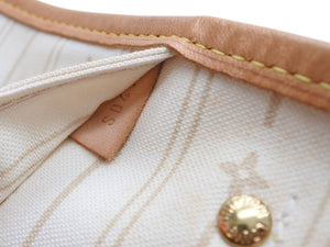 LOUIS VUITTON ルイヴィトン ダミエアズール ネヴァーフル PM ハンドバッグ N40605 ホワイト レザー キャンバス ゴールド金具 美品 中古 4b012463