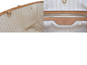 LOUIS VUITTON ルイヴィトン ダミエアズール ネヴァーフル PM ハンドバッグ N40605 ホワイト レザー キャンバス ゴールド金具 美品 中古 4b012463