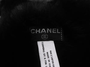 極美品 CHANEL シャネル デカココマーク ラパンネックウォーマー マフラー ラパン ブラック ホワイト 中古 4b012541