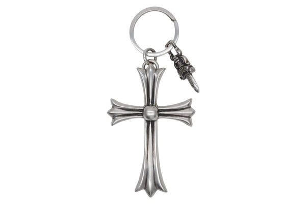 CHROME HEARTS クロムハーツ CH CRS LG & No5 DGGR ラージクロス ダガー キーリング 重量約53.0g 美品 中古 4b012817