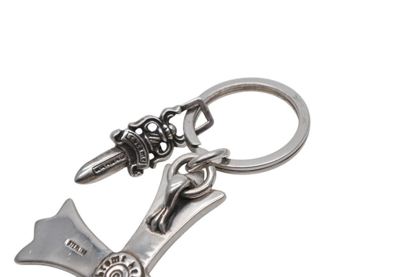 CHROME HEARTS クロムハーツ CH CRS LG & No5 DGGR ラージクロス ダガー キーリング 重量約53.0g 美品 中古 4b012817