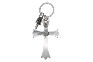 CHROME HEARTS クロムハーツ CH CRS LG & No5 DGGR ラージクロス ダガー キーリング 重量約53.0g 美品 中古 4b012817