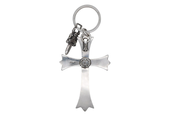 CHROME HEARTS クロムハーツ CH CRS LG & No5 DGGR ラージクロス ダガー キーリング 重量約53.0g 美品 中古 4b012817