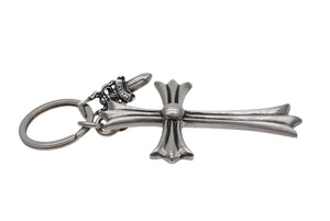 CHROME HEARTS クロムハーツ CH CRS LG & No5 DGGR ラージクロス ダガー キーリング 重量約53.0g 美品 中古 4b012817