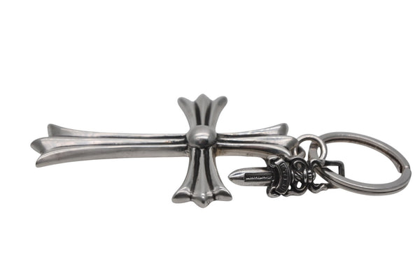 CHROME HEARTS クロムハーツ CH CRS LG & No5 DGGR ラージクロス ダガー キーリング 重量約53.0g 美品 中古 4b012817