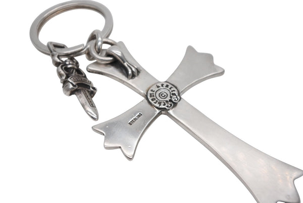 CHROME HEARTS クロムハーツ CH CRS LG & No5 DGGR ラージクロス ダガー キーリング 重量約53.0g 美品 中古 4b012817