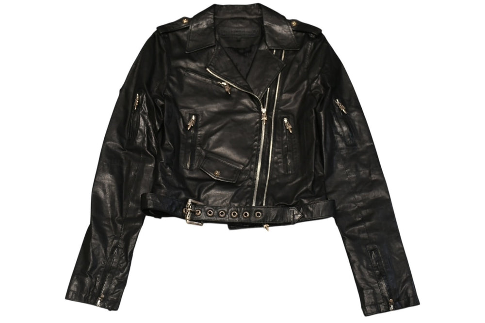 CHROME HEARTS JJ DEAN Double Riders Jacket Dagger Black Lambskin Black Size L Used 4b012985