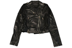 CHROME HEARTS クロムハーツ JJ DEAN ダブル ライダース ジャケット ダガー ブラック ラムスキン ブラック サイズL 中古 4b012985