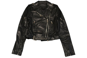 CHROME HEARTS クロムハーツ JJ DEAN ダブル ライダース ジャケット ダガー ブラック ラムスキン ブラック サイズL 中古 4b012985