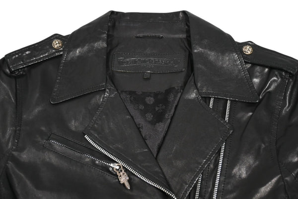 CHROME HEARTS クロムハーツ JJ DEAN ダブル ライダース ジャケット ダガー ブラック ラムスキン ブラック サイズL 中古 4b012985
