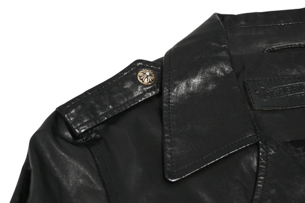 CHROME HEARTS クロムハーツ JJ DEAN ダブル ライダース ジャケット ダガー ブラック ラムスキン ブラック サイズL 中古 4b012985
