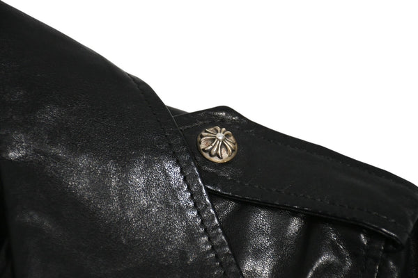 CHROME HEARTS クロムハーツ JJ DEAN ダブル ライダース ジャケット ダガー ブラック ラムスキン ブラック サイズL 中古 4b012985