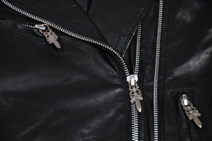 CHROME HEARTS クロムハーツ JJ DEAN ダブル ライダース ジャケット ダガー ブラック ラムスキン ブラック サイズL 中古 4b012985