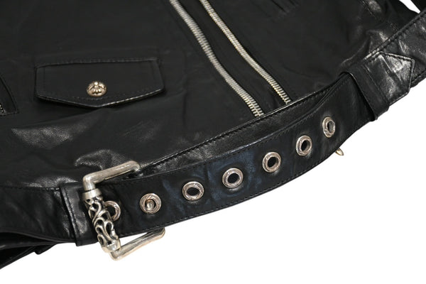 CHROME HEARTS クロムハーツ JJ DEAN ダブル ライダース ジャケット ダガー ブラック ラムスキン ブラック サイズL 中古 4b012985