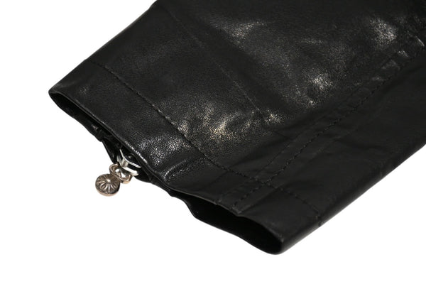 CHROME HEARTS クロムハーツ JJ DEAN ダブル ライダース ジャケット ダガー ブラック ラムスキン ブラック サイズL 中古 4b012985