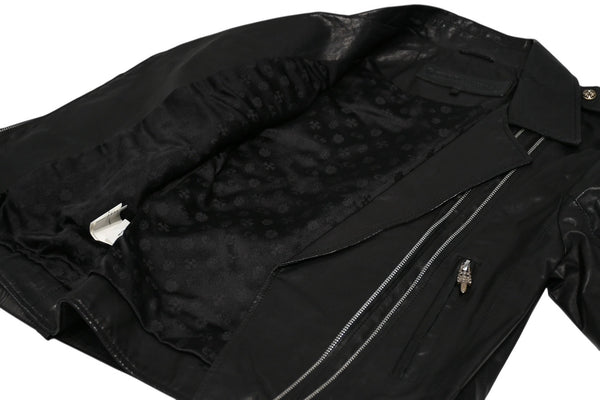 CHROME HEARTS クロムハーツ JJ DEAN ダブル ライダース ジャケット ダガー ブラック ラムスキン ブラック サイズL 中古 4b012985